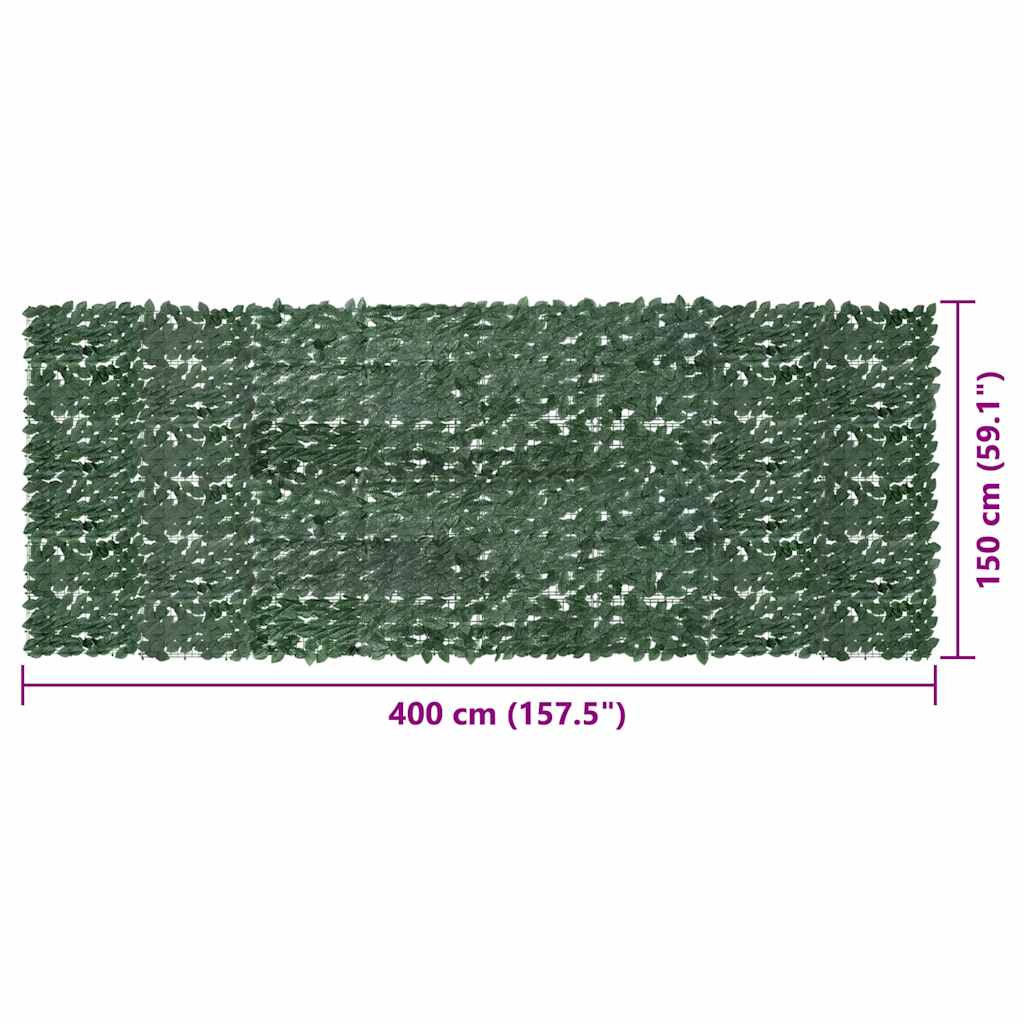 315492 vidaXL Balcony Screen with Dark Green Leaves 400x150 cm
