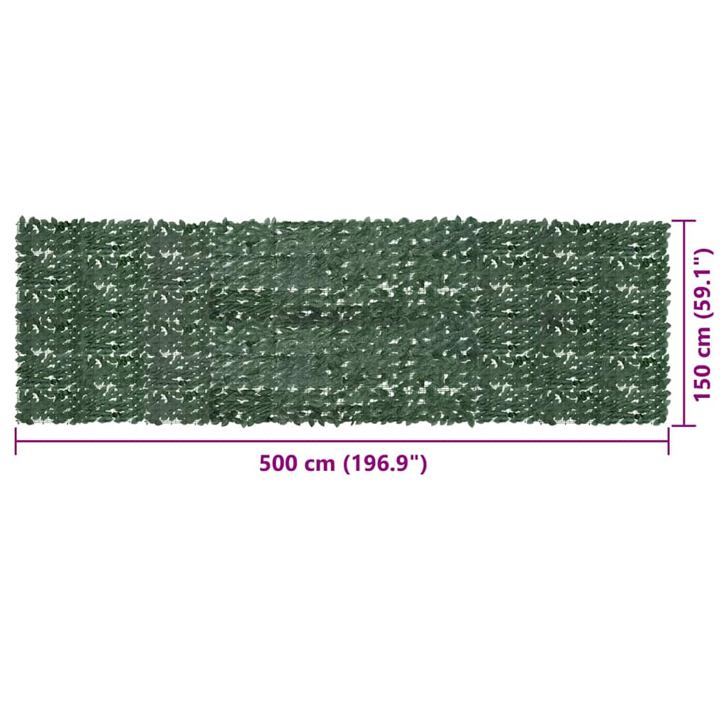 315493 vidaXL Balcony Screen with Dark Green Leaves 500x150 cm