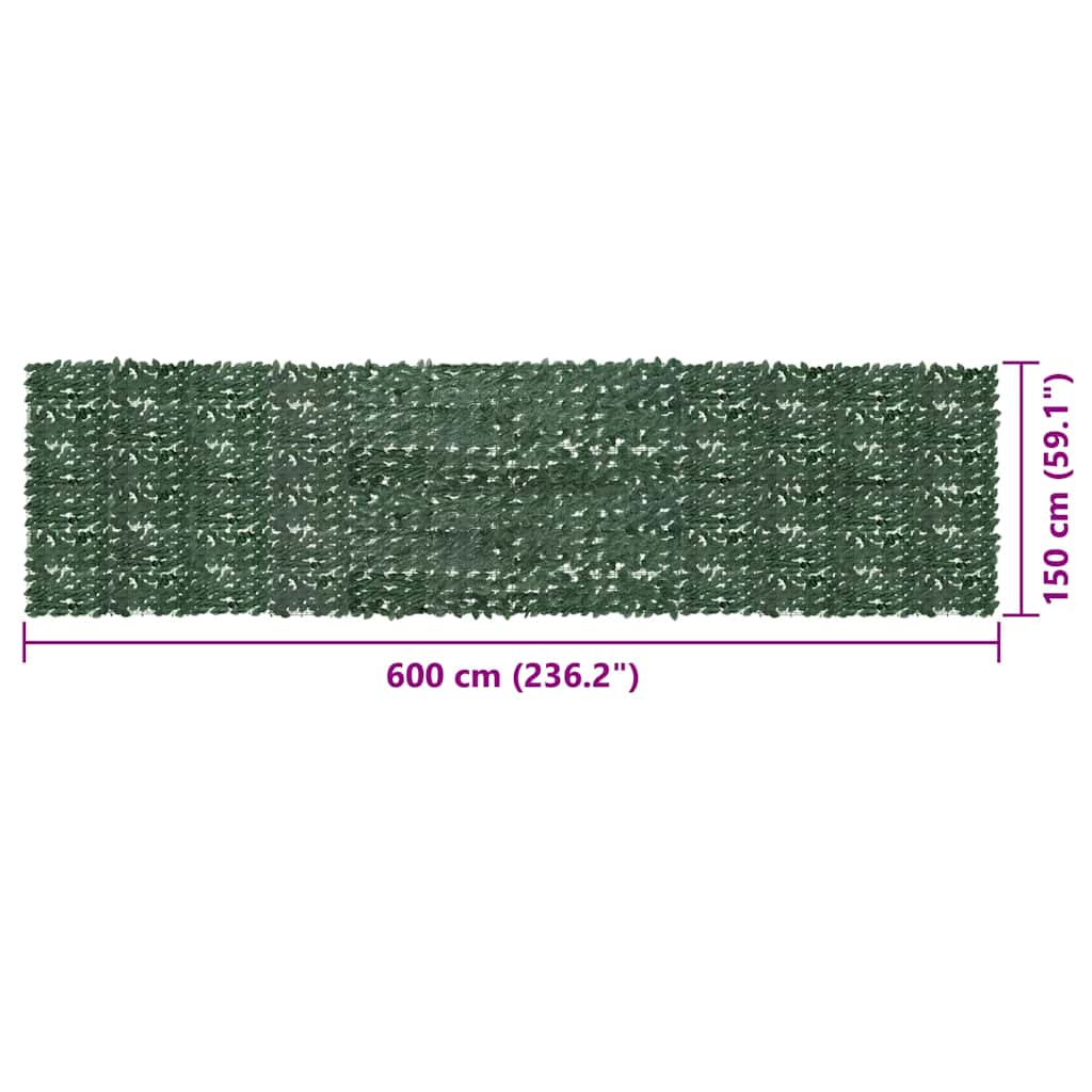 315494 vidaXL Balcony Screen with Dark Green Leaves 600x150 cm
