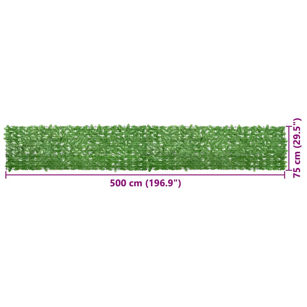 315497 vidaXL Balcony Screen with Green Leaves 500x75 cm