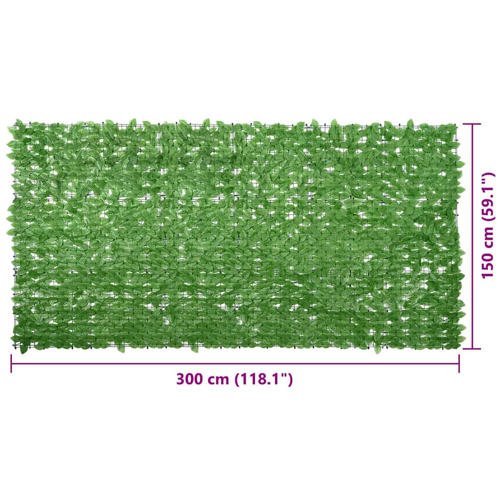 315503 vidaXL Balcony Screen with Green Leaves 300x150 cm