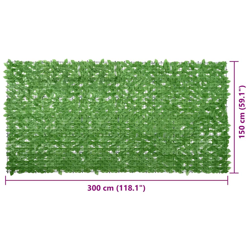 315503 vidaXL Balcony Screen with Green Leaves 300x150 cm