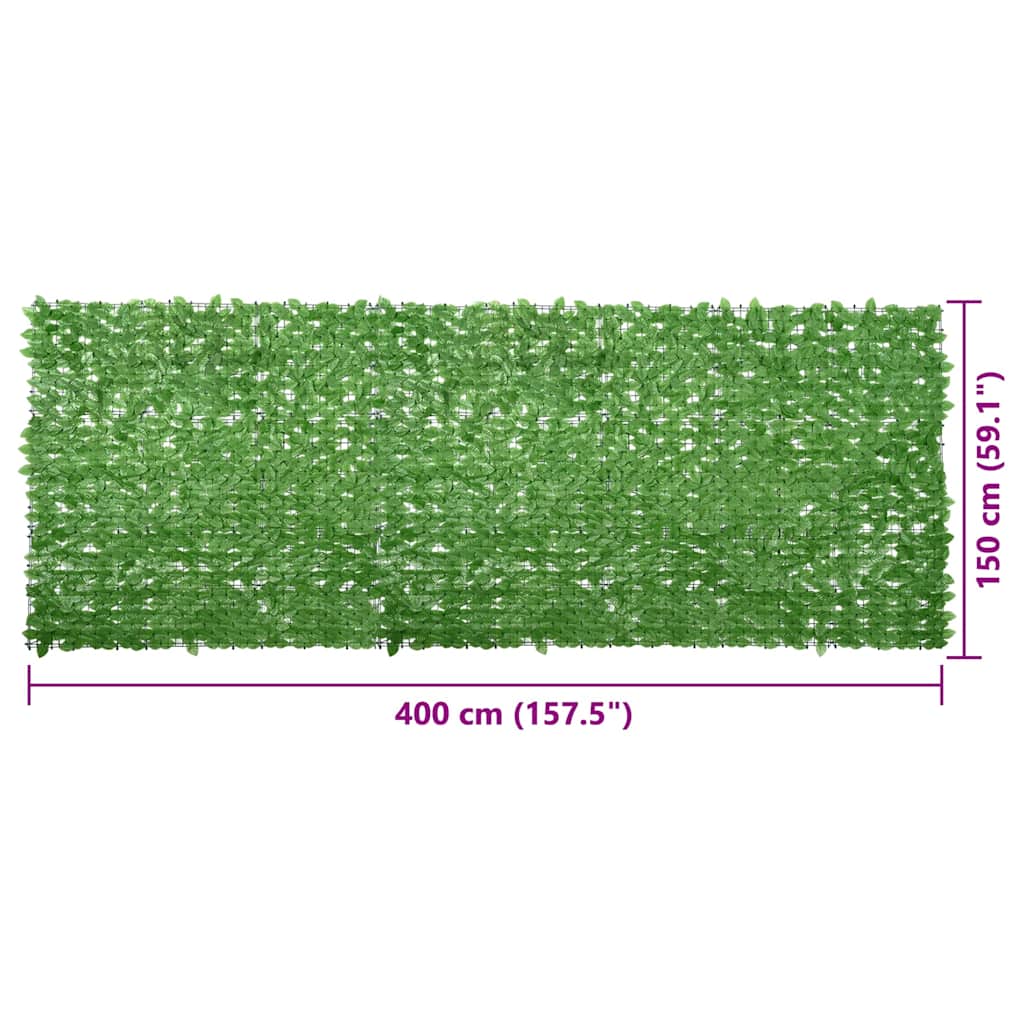 315504 vidaXL Balcony Screen with Green Leaves 400x150 cm