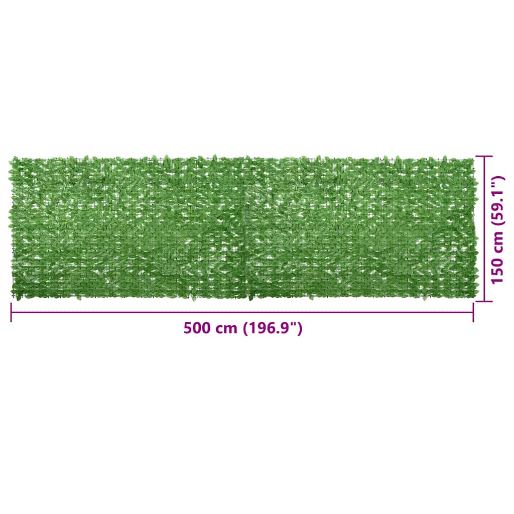 315505 vidaXL Balcony Screen with Green Leaves 500x150 cm