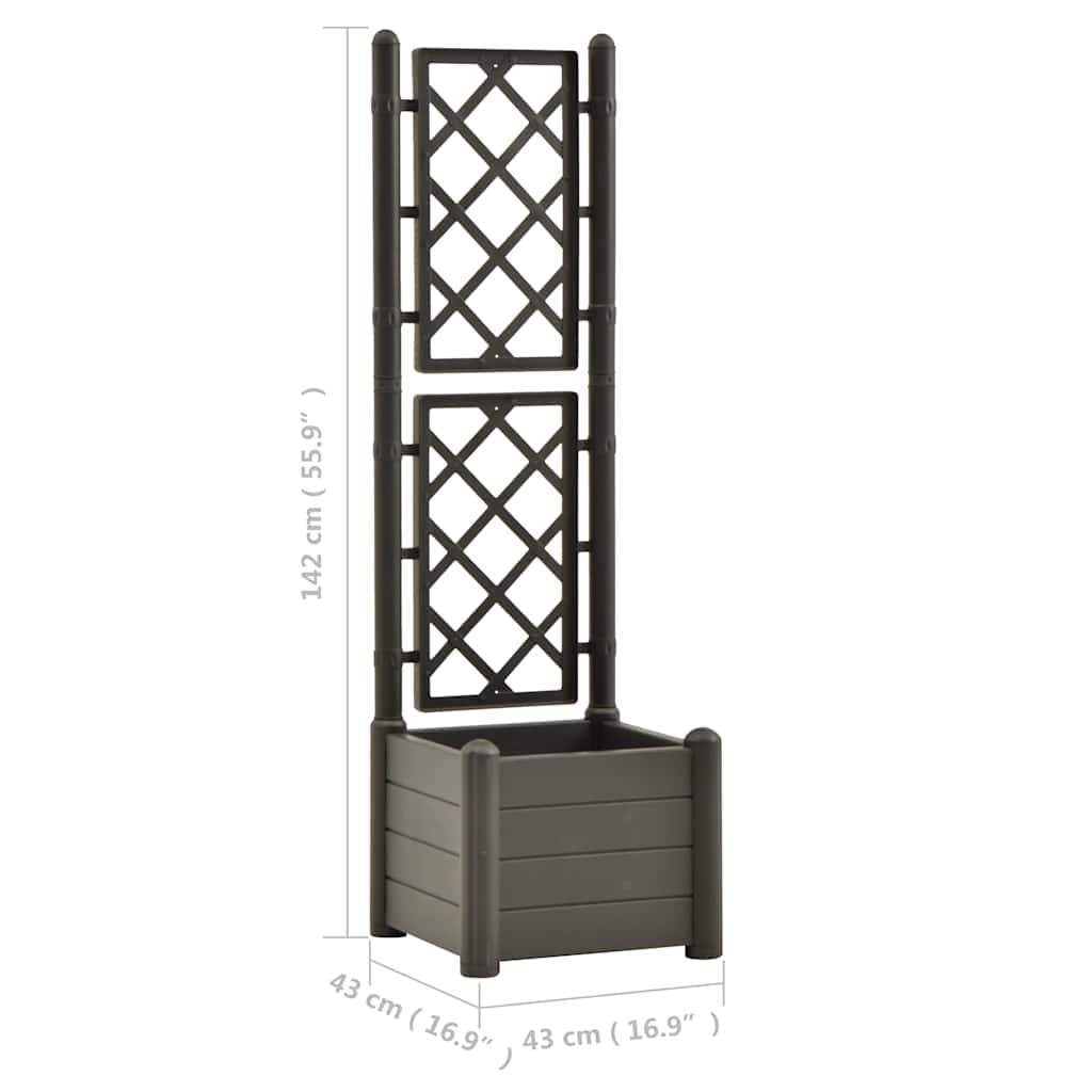 Garden Planter | Anthracite | Polypropylene | Medium | Decorative Inlays