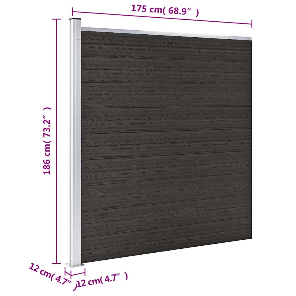 Fence Panel WPC 175x186 cm Black