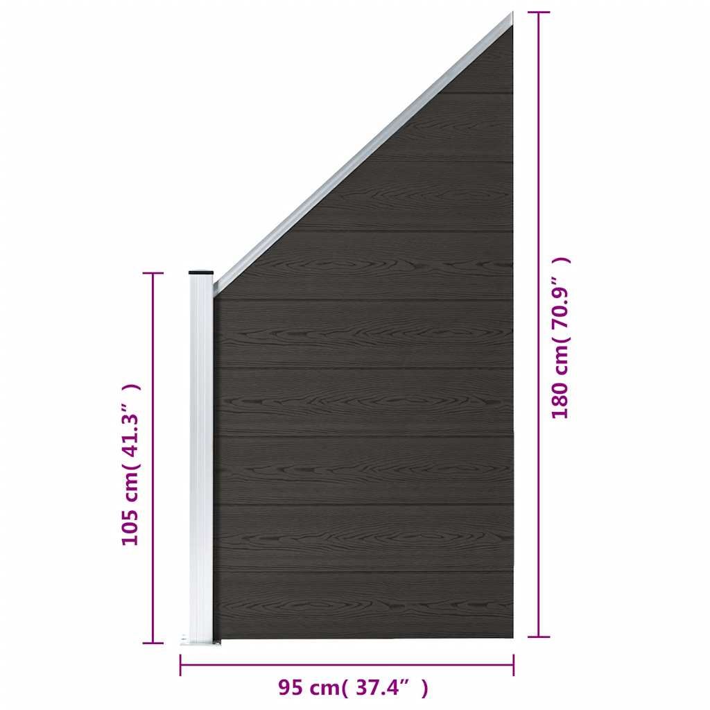 Fence Panel WPC 95x(105-180) cm Black