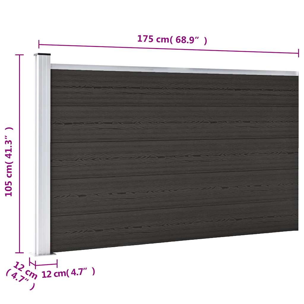 Fence Panel WPC 175x105 cm Black