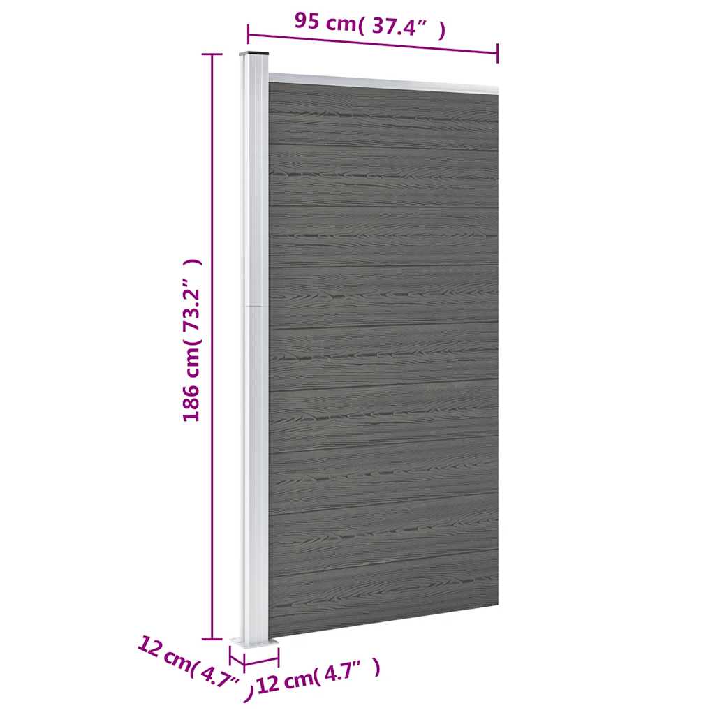 Fence Panel WPC 95x186 cm Grey