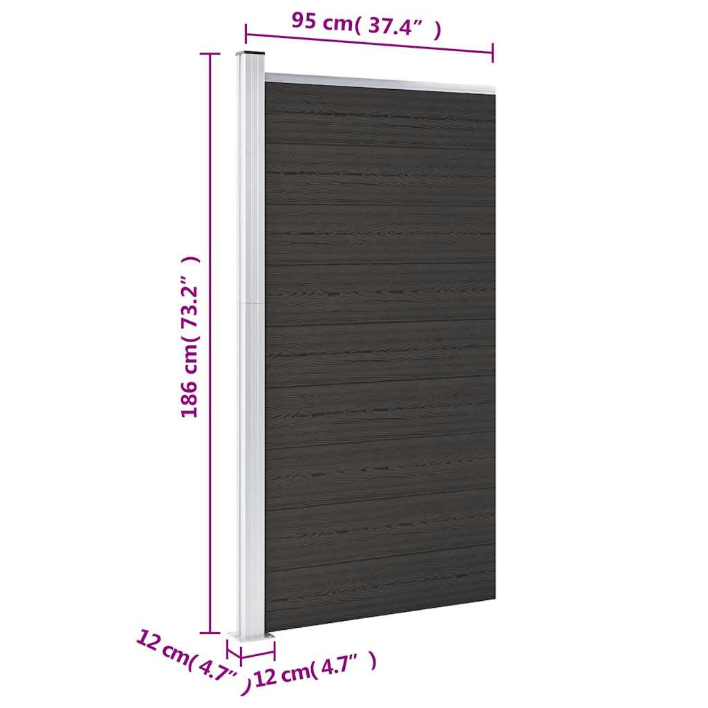 Fence Panel WPC 95x186 cm Black