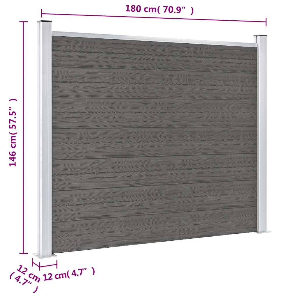 Fence Panel WPC 180x146 cm Grey