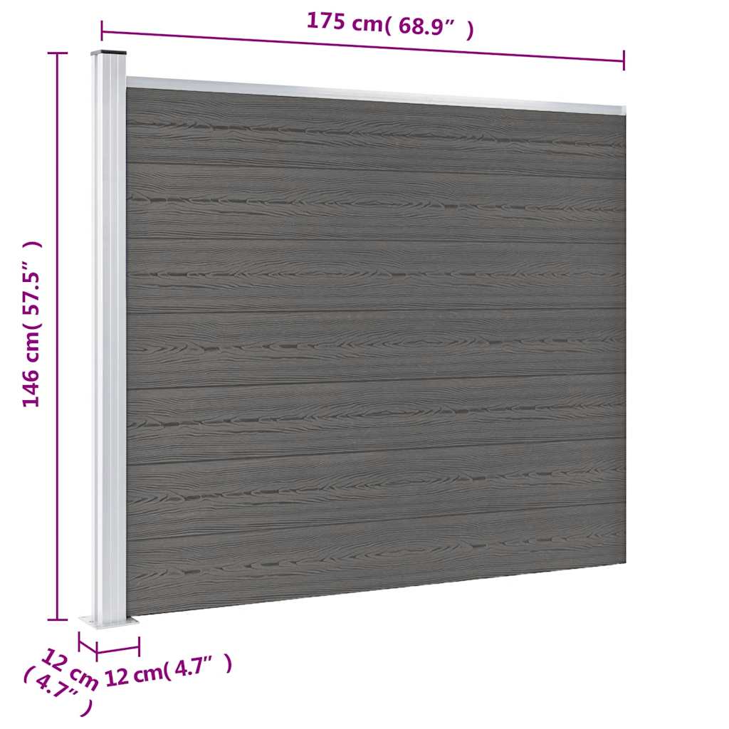 Fence Panel WPC 175x146 cm Grey