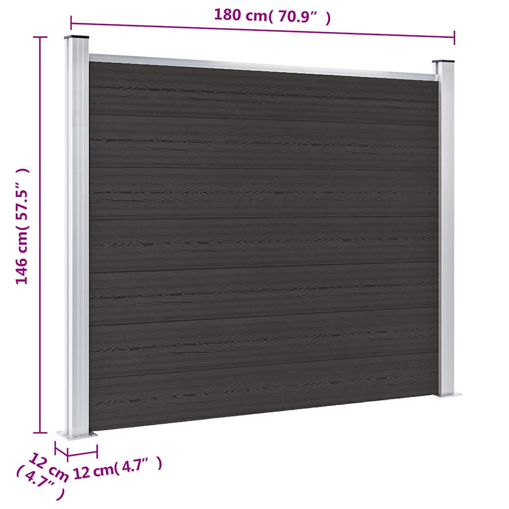 Fence Panel WPC 180x146 cm Black