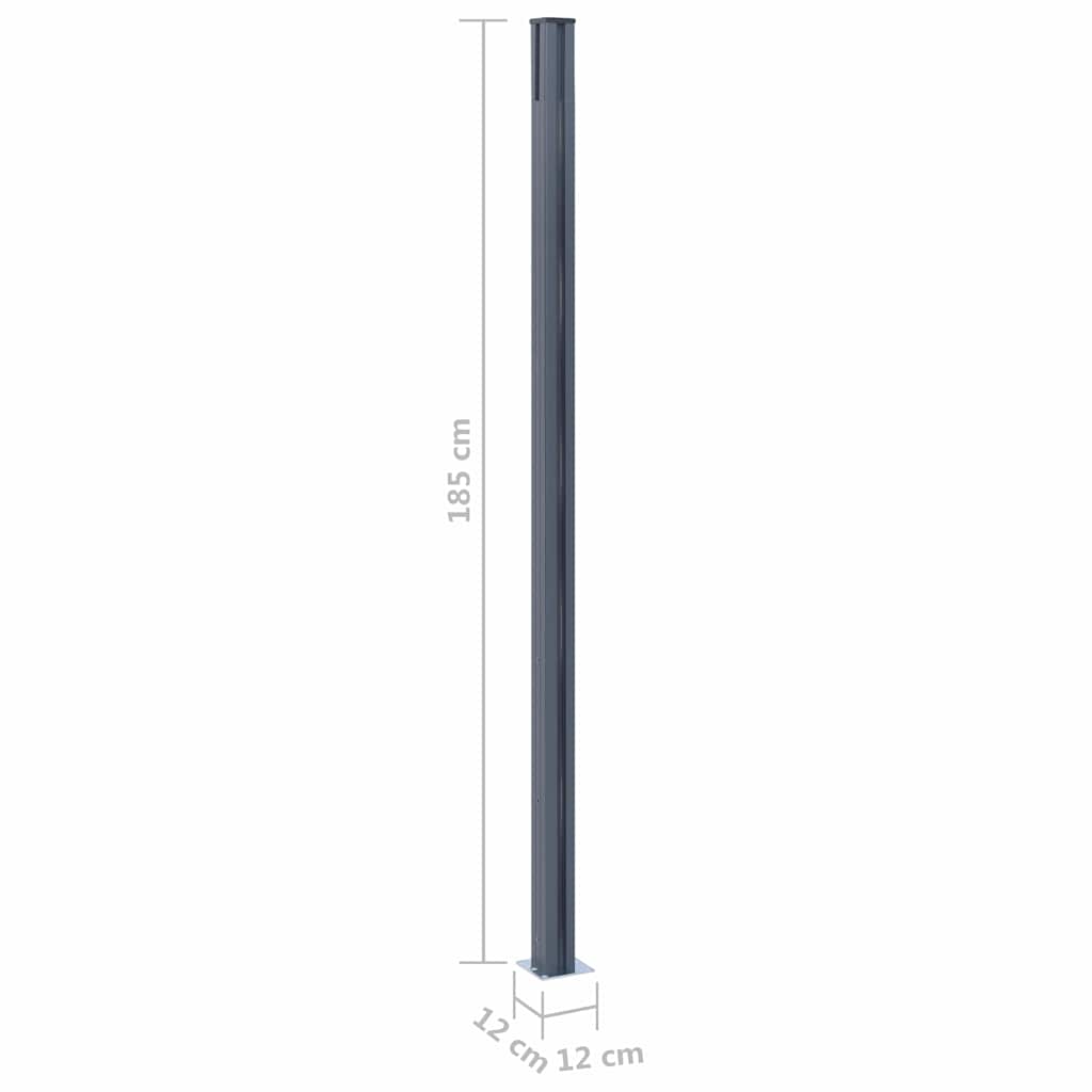 Fence Posts 2 pcs Dark Grey 185 cm Aluminium