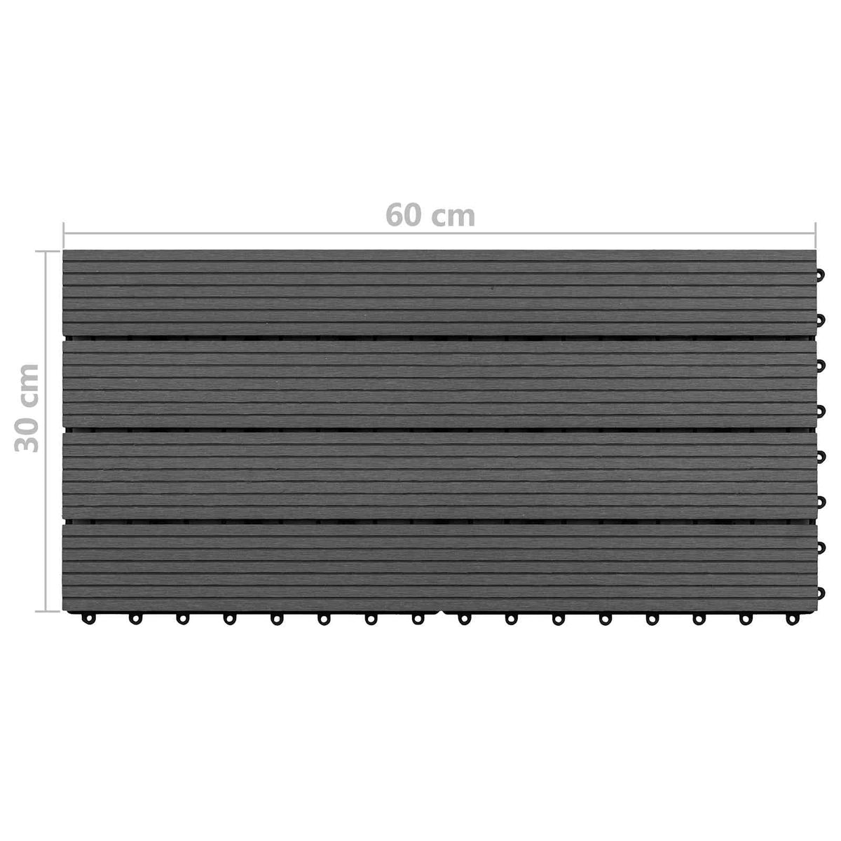 Decking Tile 6 pcs Black 60 x 30 cm WPC