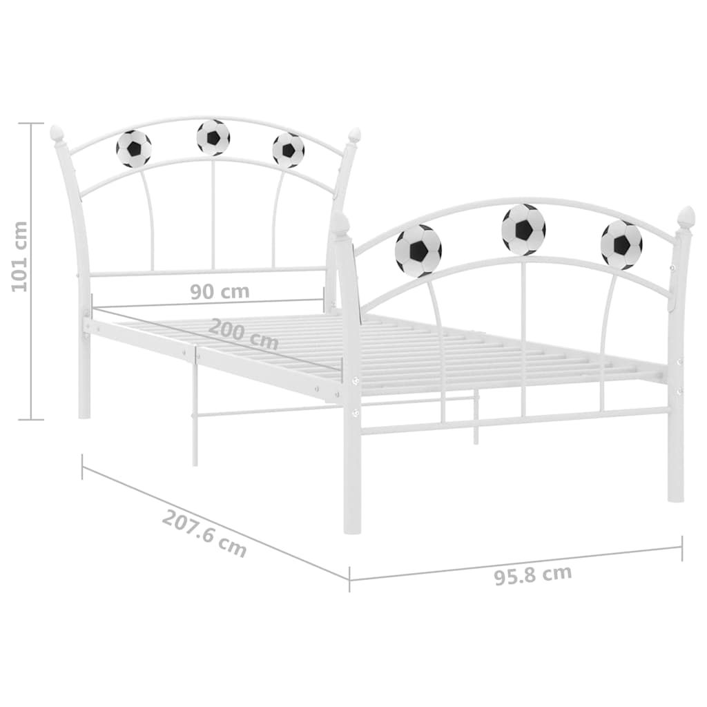 Bed Frame | White | Powder-coated metal | Single | Durable | Bed Frame