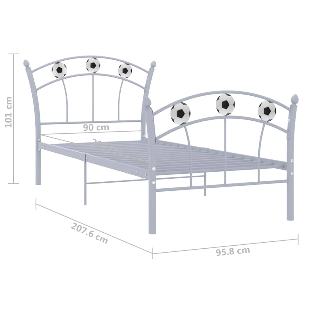 Bed Frame | Grey | Metal | Single | Durable | Bed Frame | Rectangular