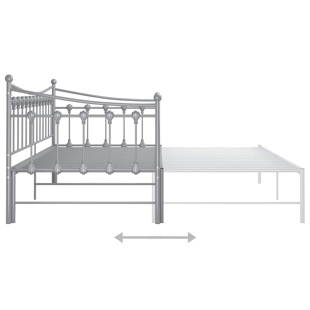 Pull-out Sofa Bed Frame without Mattress Grey Metal 90x200 cm