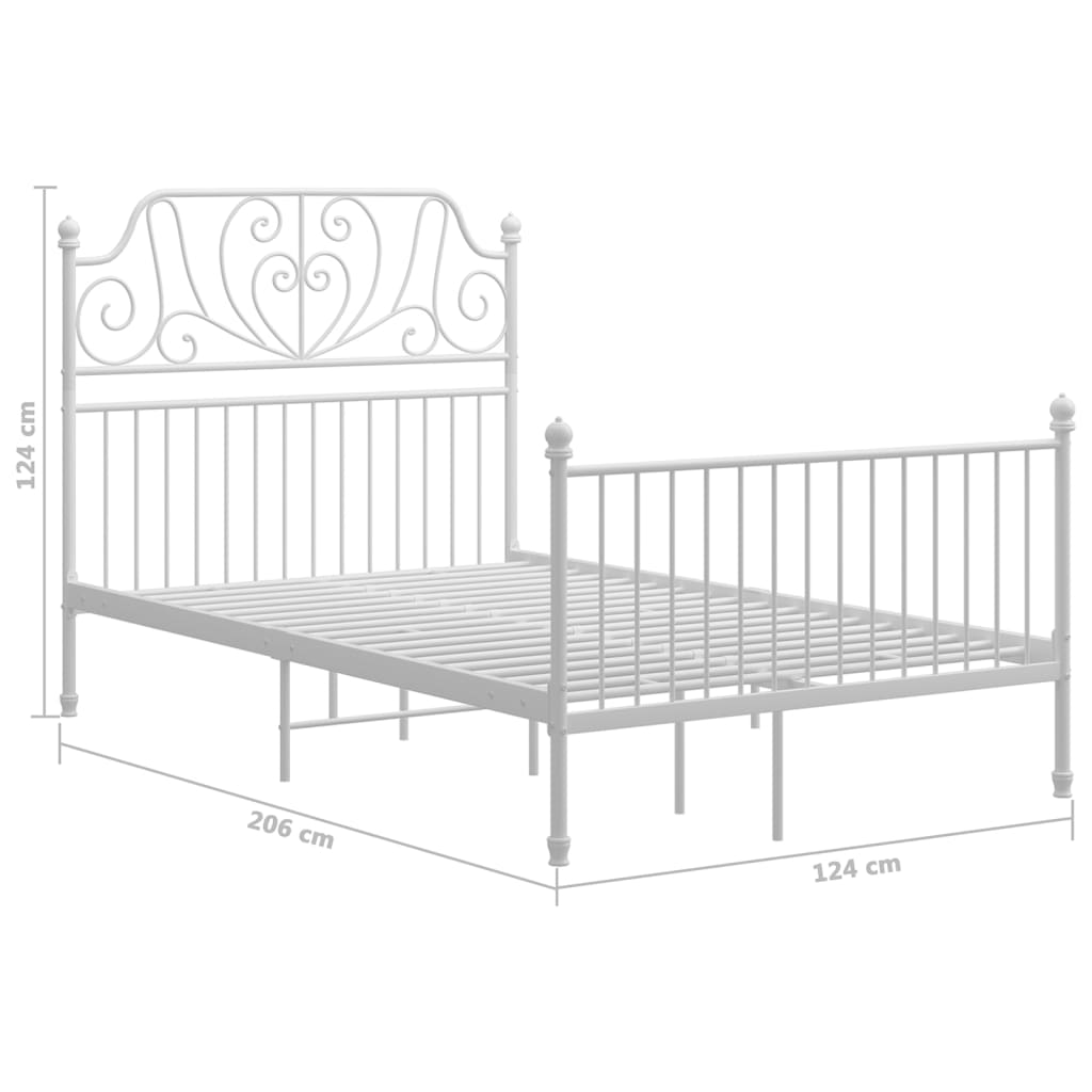Bed Frame | White | Powder-coated metal | Double | Durable | Bed Frame