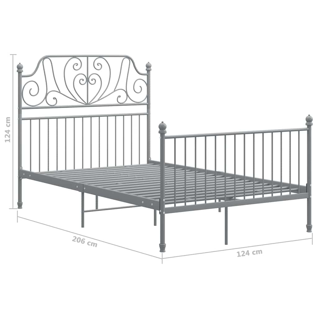 Grey Bed Frame | Powder-coated metal | Double | Durable | Bed Frame