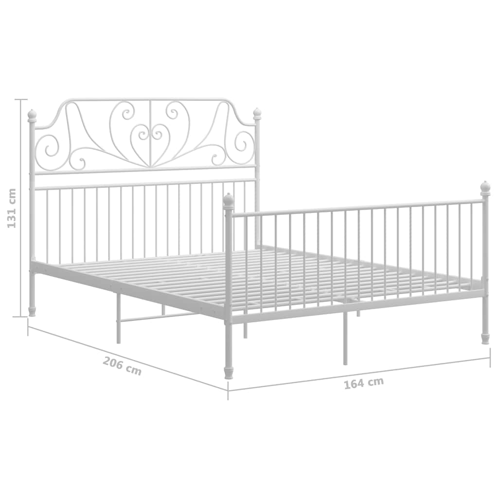 Bed Frame with Headboard without Mattress White 160x200cm Metal