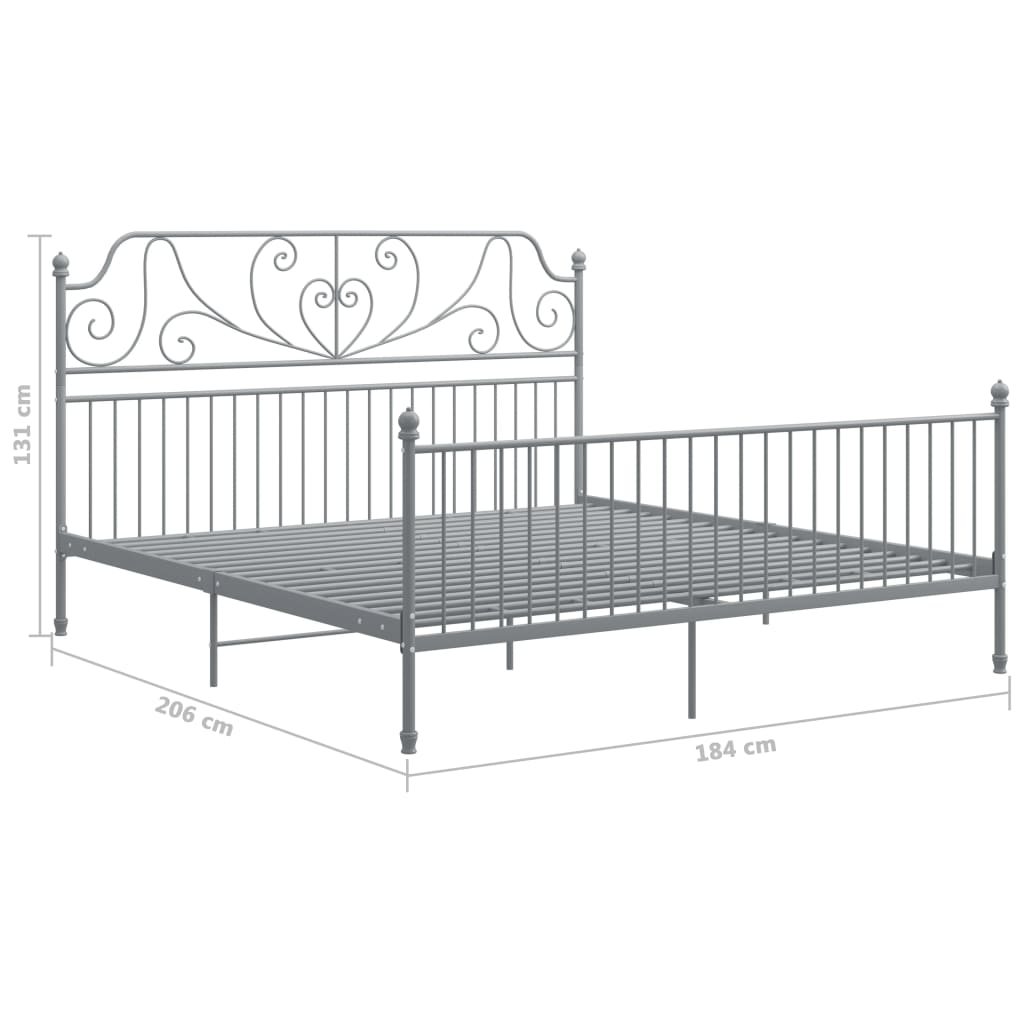 Bed Frame | Grey | Powder-coated metal | Super King | Durable | Bed Frame