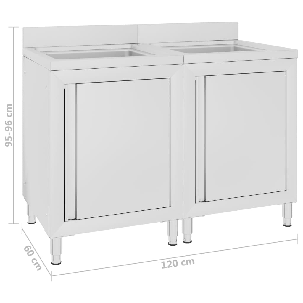 Commercial Kitchen Sink Cabinets 2 pcs Stainless Steel