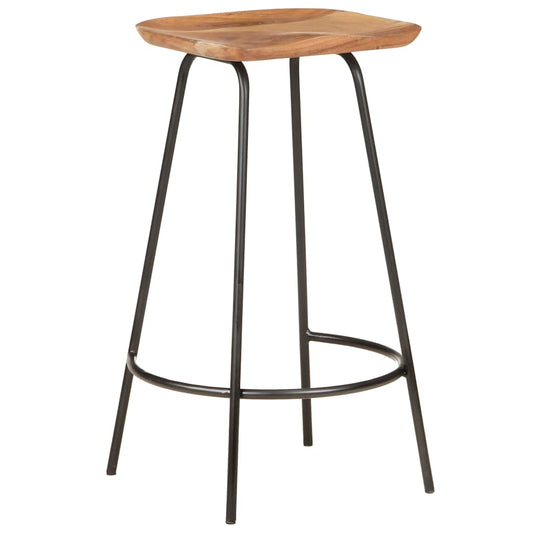 Bar Stool | Set of 2 | Natural Wood | Solid Acacia Wood | Standard