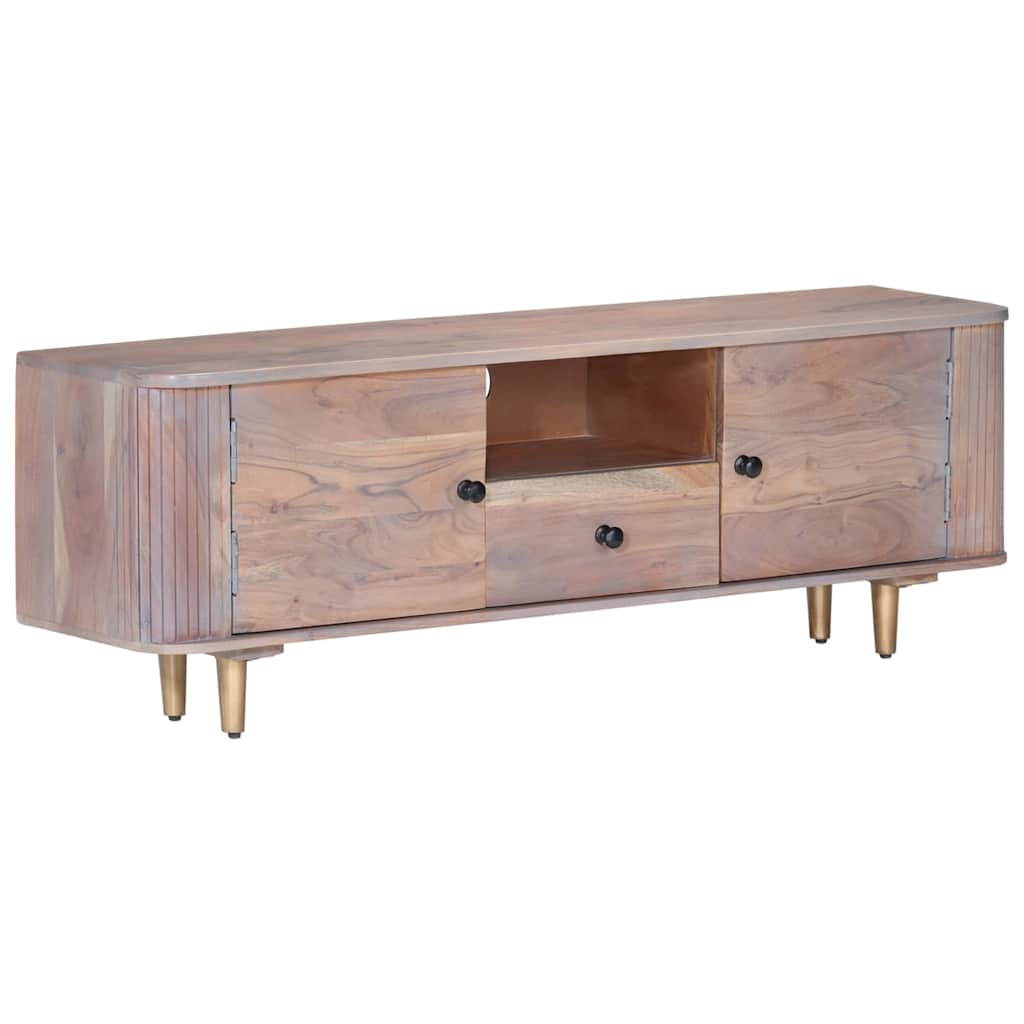 TV Cabinet | Light grey wood, Brass