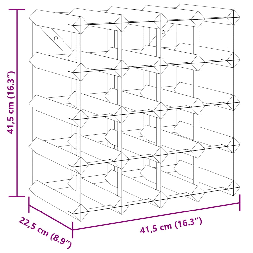 Wine Rack for 20 Bottles Black Solid Pine Wood