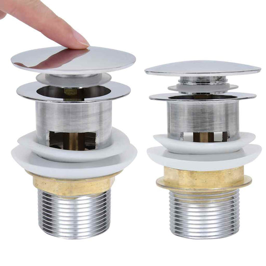 Push Drain without Overflow Function Silver 6.4x6.4x9.1 cm