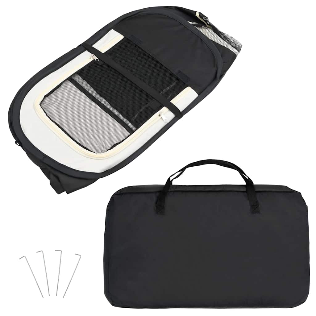 Dog Playpen | Black and Cream | Polyester | Foldable | Dog Playpen