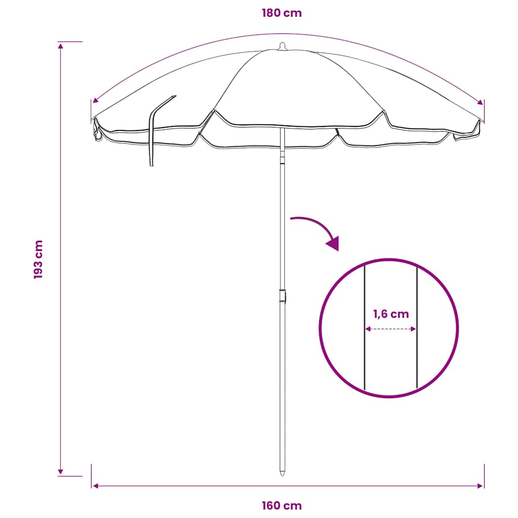 Garden Parasol with Steel Pole Sand 180 cm
