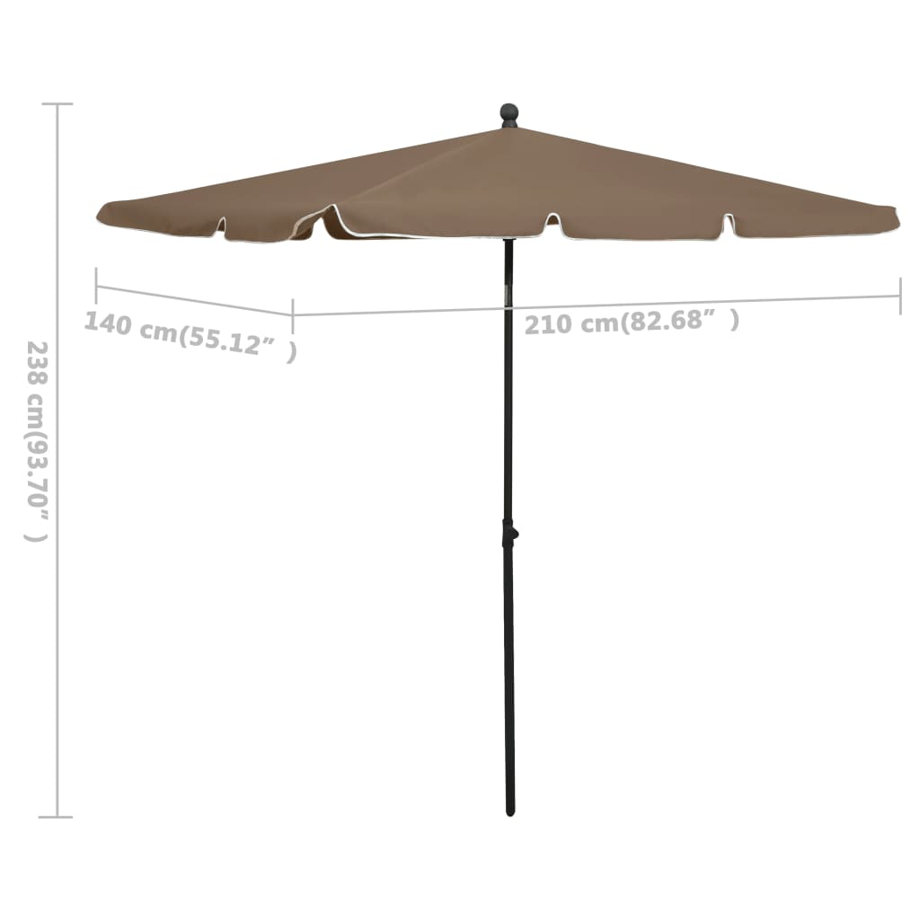 315546 vidaXL Garden Parasol with Pole 210x140 cm Taupe