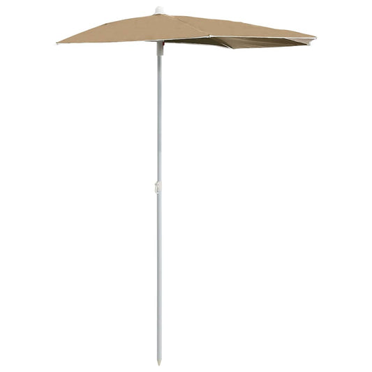 315562 vidaXL Garden Half Parasol with Pole 180x90 cm Taupe