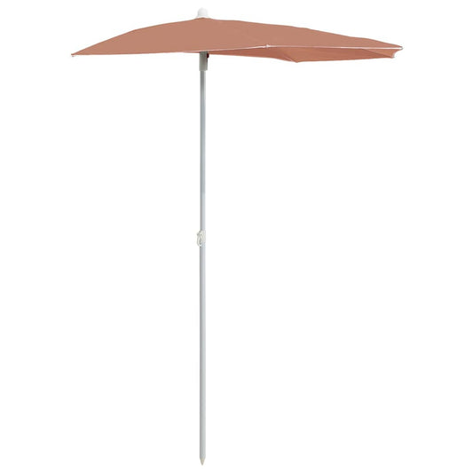 Garden Half Parasol with Pole 70.9"x35.4" Terracotta