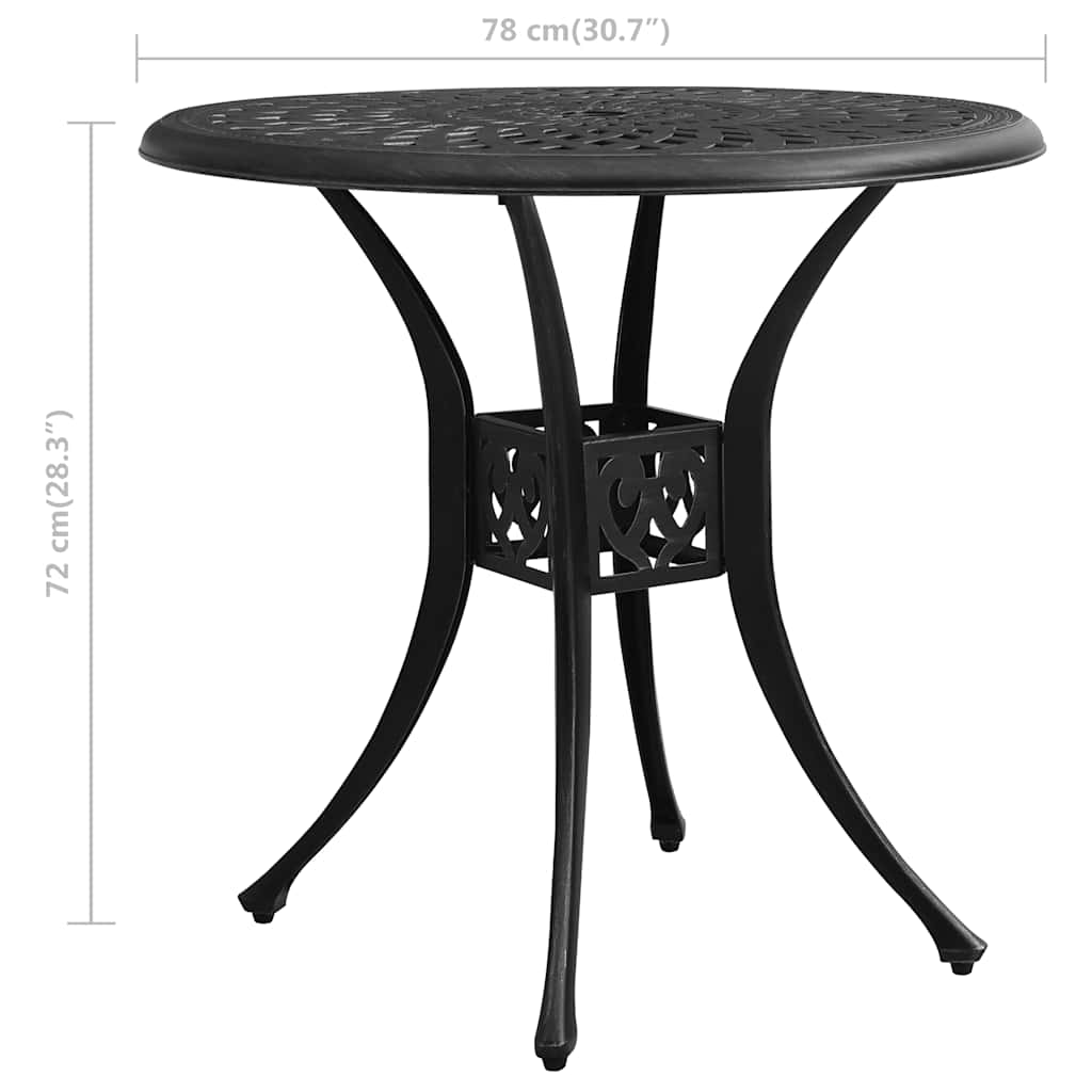 Garden Table | Black | Cast aluminium | 78 cm diameter | Tough