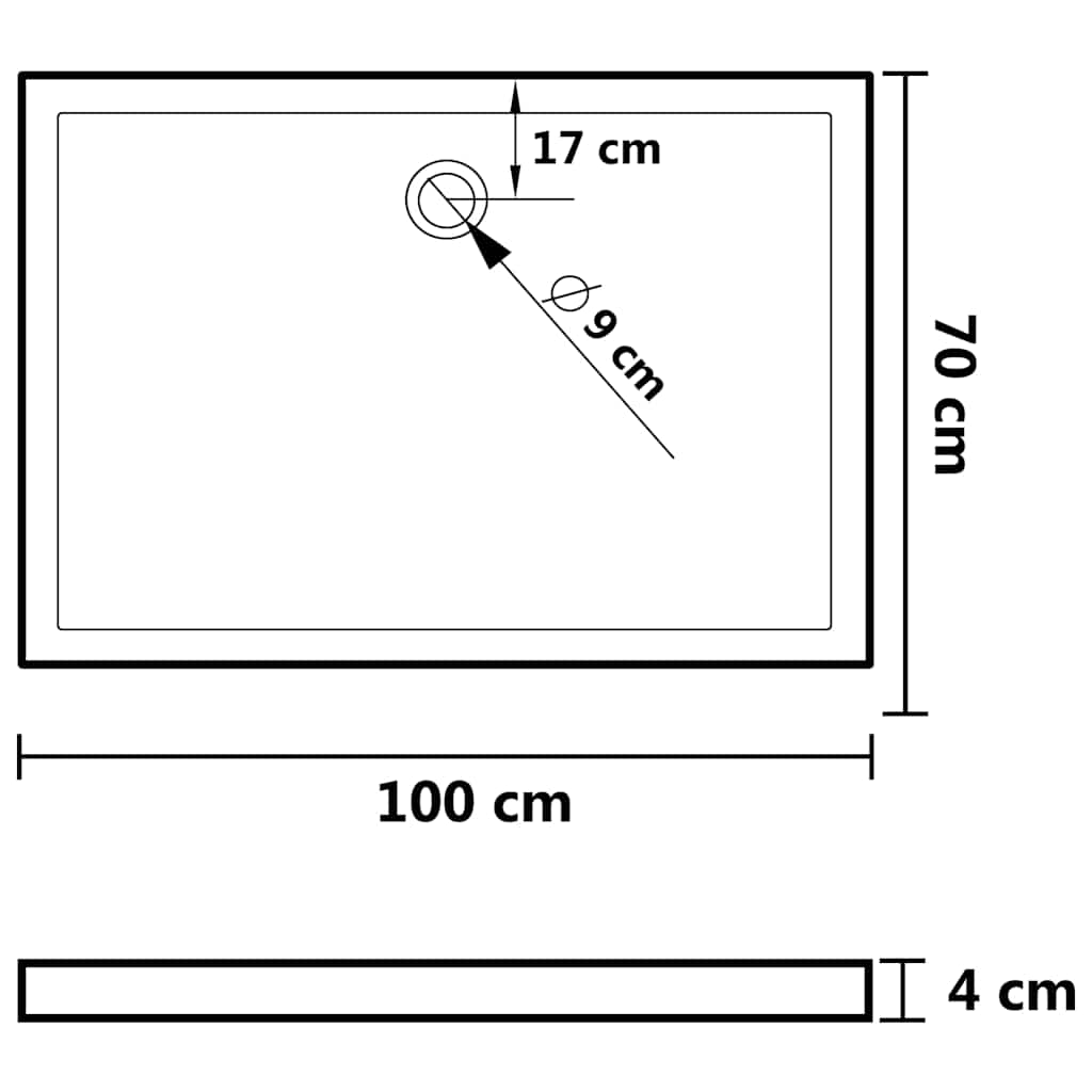 Shower trays 70 x 100 x 4 cm ABS