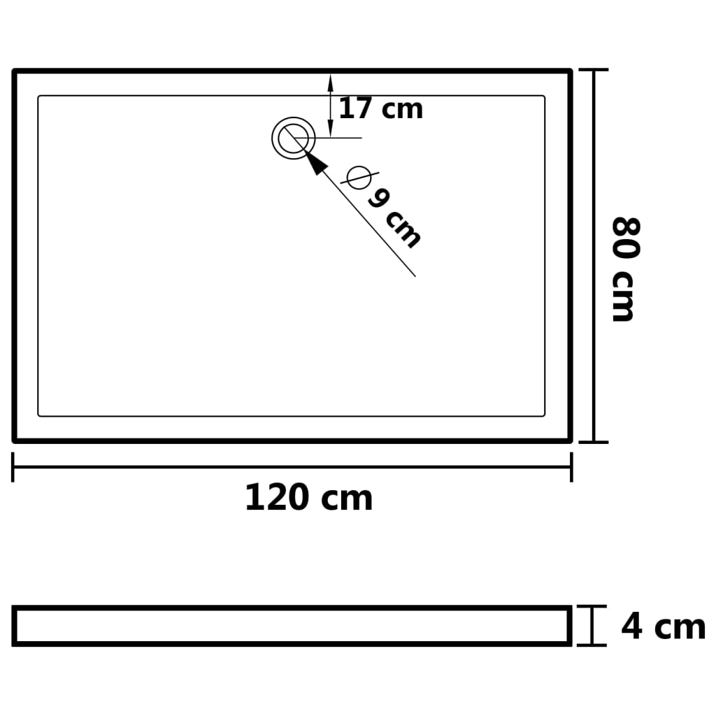 Shower trays 80 x 120 x 4 cm ABS