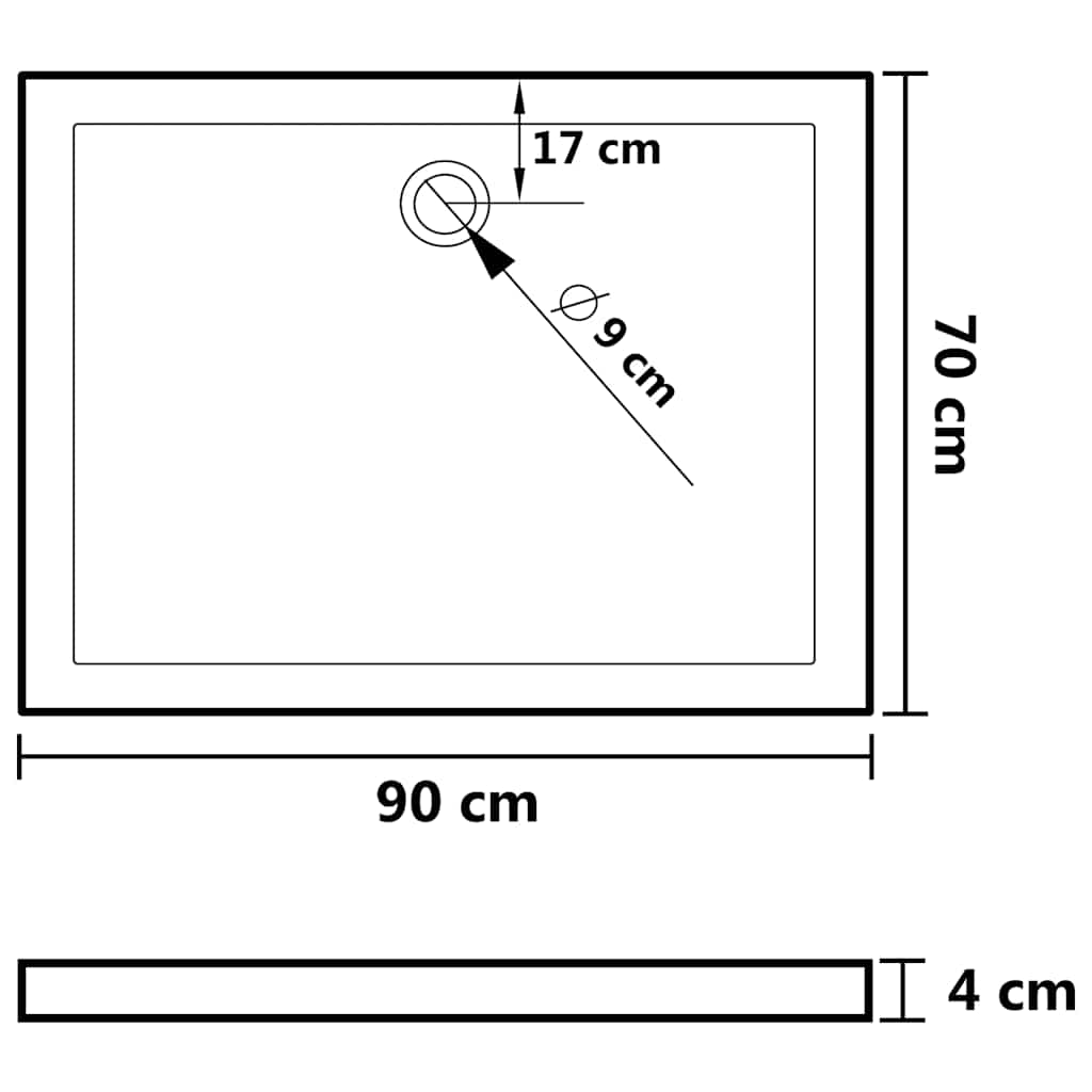 Rectangular ABS Shower Base Tray Black 27.6"x35.4"