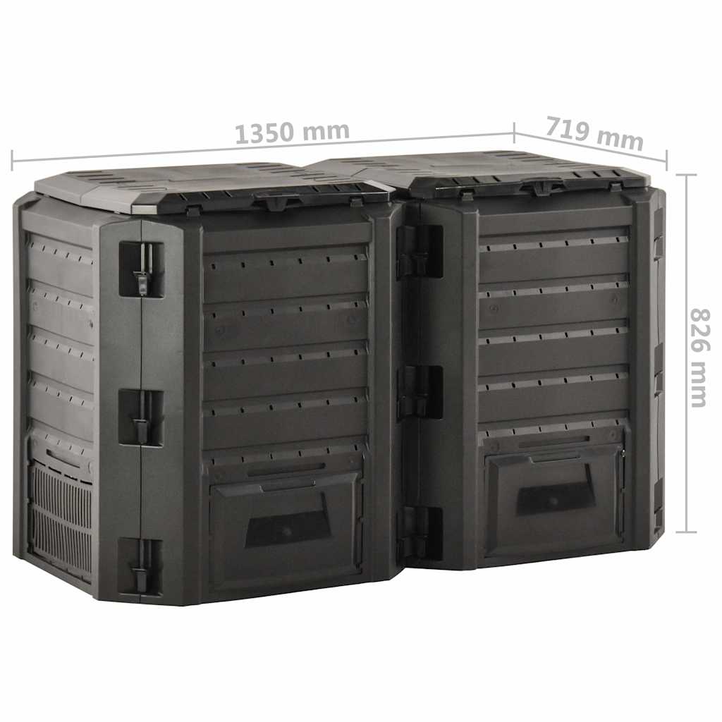 Composter | Black | 100% Polypropylene | Large | Composter | Rectangular