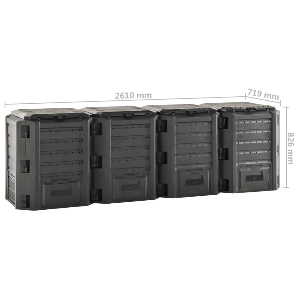 Composter | Black | 100% PP | Large | Durable | Composter | Rectangular
