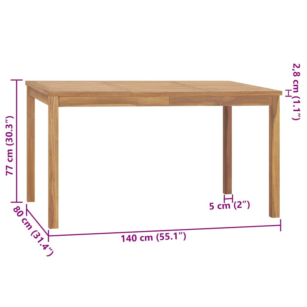 Dining Table | Warm brown | Solid teak wood | 140x80x77 cm | Tough