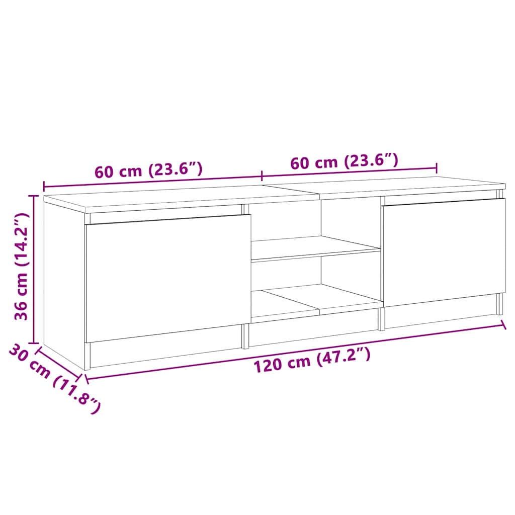 TV Cabinet with LED Lights Sonoma Oak 120x30x36 cm