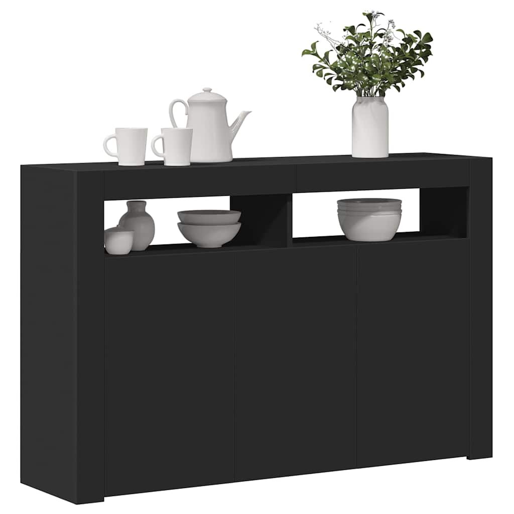 804338 vidaXL Sideboard with LED Lights Black 115,5x30x75 cm
