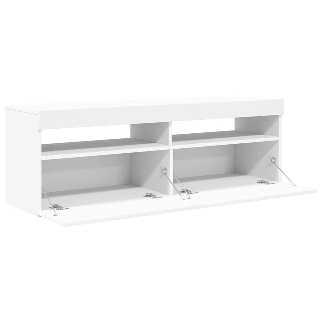 804373 vidaXL TV Cabinet with LED Lights White 120x35x40 cm