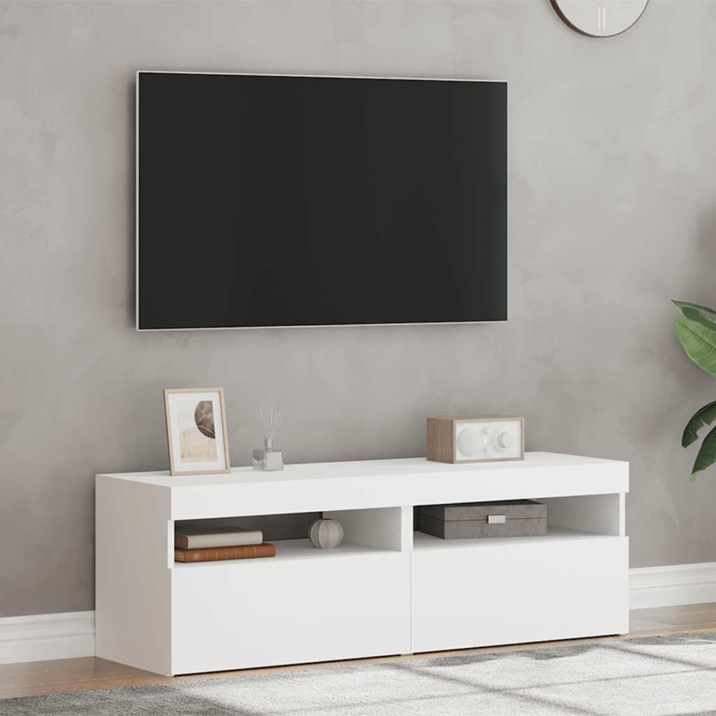 TV Cabinets with LED Lights 2 pcs White 60x35x40 cm