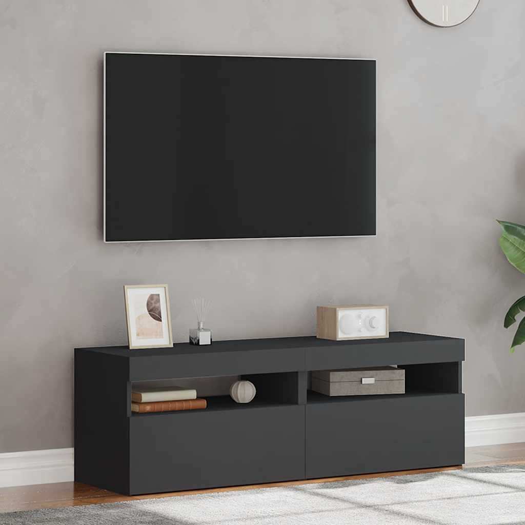 TV Cabinets with LED Lights 2 pcs Grey 60x35x40 cm