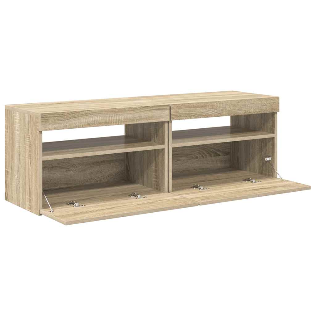 TV Cabinets with LED Lights 2 pcs Sonoma Oak 60x35x40 cm