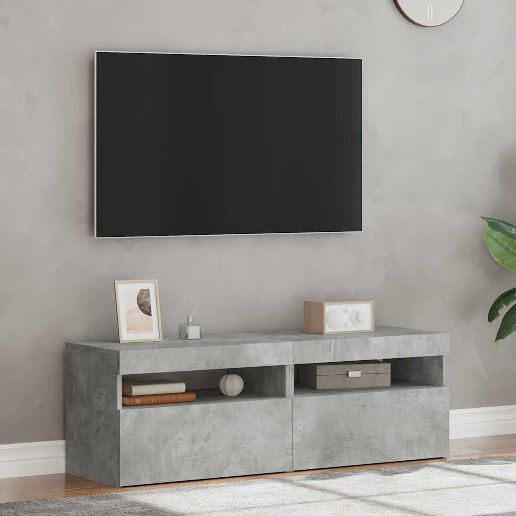 TV Cabinets with LED Lights 2 pcs Concrete Grey 60x35x40 cm